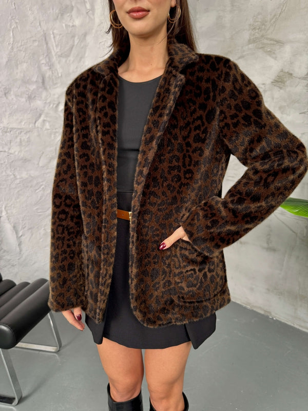Leopar Kürklü Premium Blazer Ceket