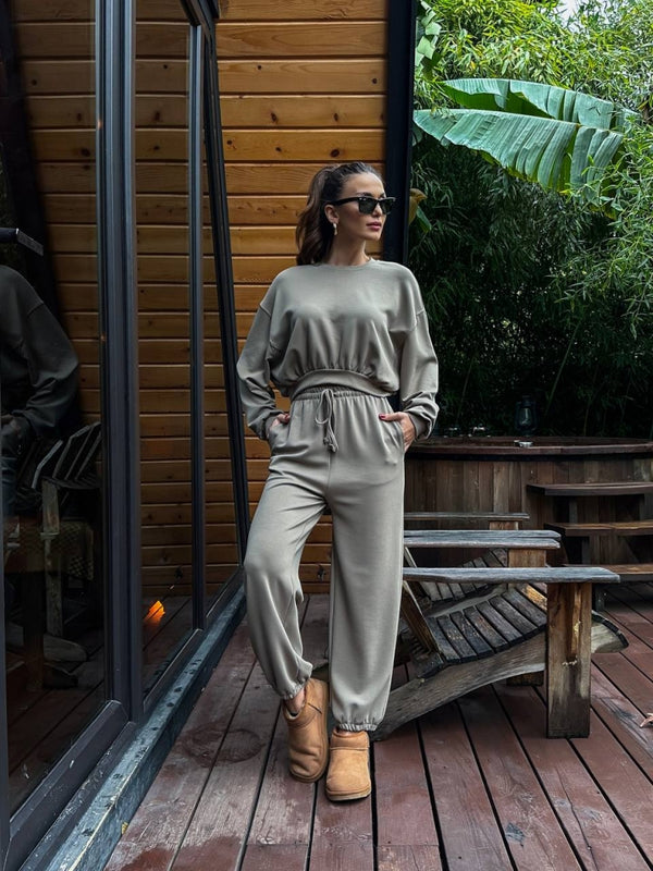 Haki Modal Sweat Pantolon Takım