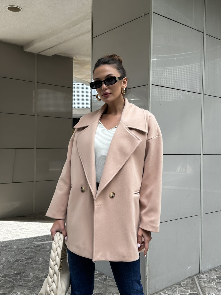 Camel Oversize Kısa Delux Kaban 9357-CAMEL