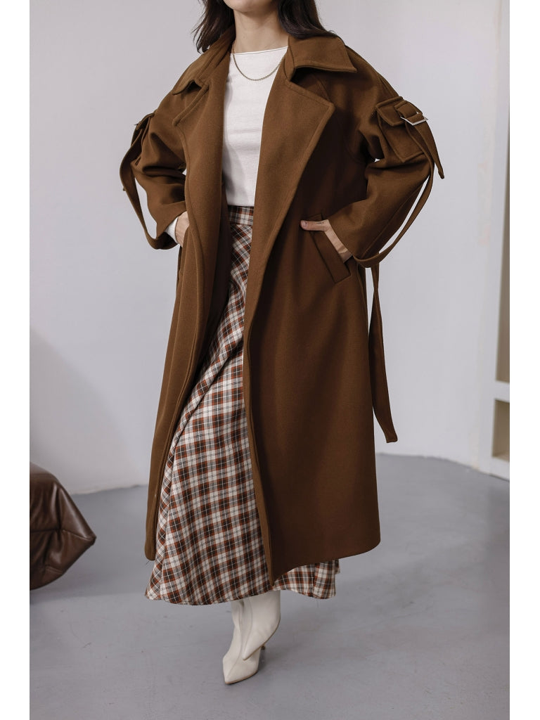 Kahverengi Kolları Cep Detaylı Premium Kaban 20101-Kahverengi