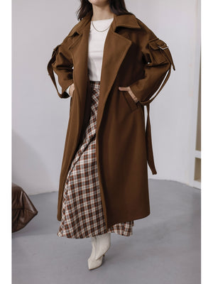 Kahverengi Kolları Cep Detaylı Premium Kaban 20101-Kahverengi