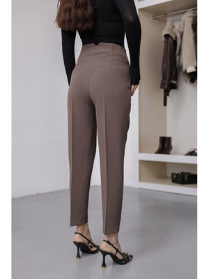 Soğuk Kahve Pensli Havuç Pantolon 50109-SOĞUK KAHVE