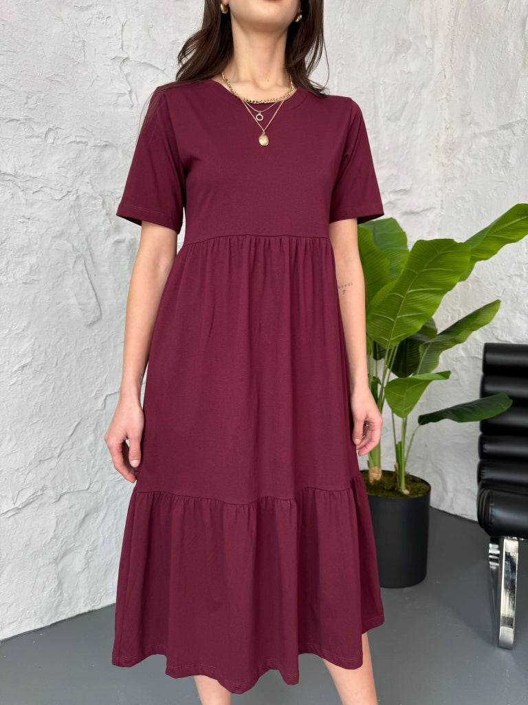 Bordo Basic Midi Elbise