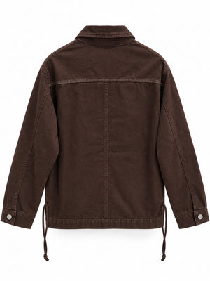 Kahverengi Deri Cepli Gabardin Ceket 7559-Kahverengi