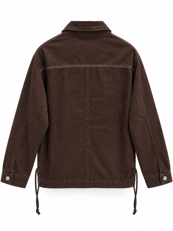 Kahverengi Deri Cepli Gabardin Ceket 7559-Kahverengi