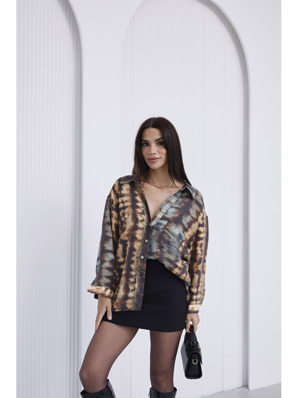 Turkuaz Batik Desenli Gömlek EY-5028-TURKUAZ