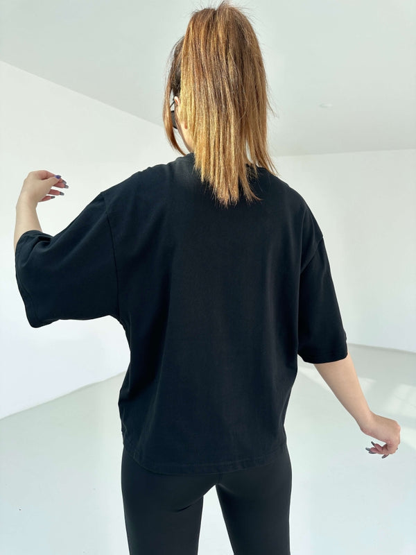 Siyah Kaplan Nakışlı Premium Tshirt