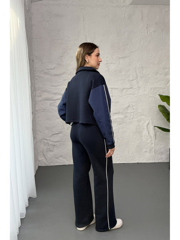 Lacivert Paraşüt Cepli Şardonlu Takım 1912-Lacivert