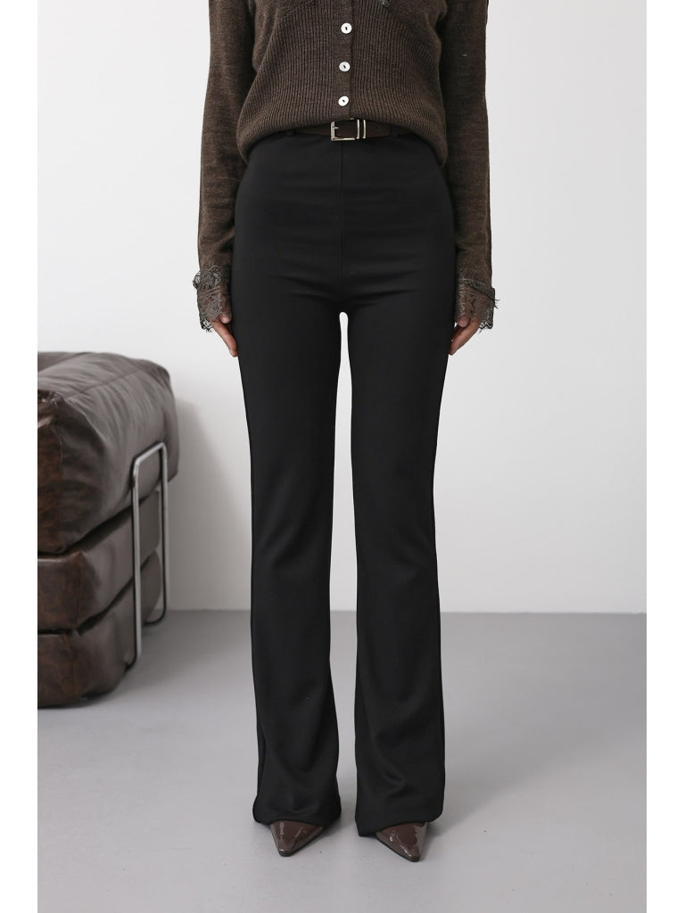 Siyah Kemerli İspanyol Pantolon 0099-Siyah
