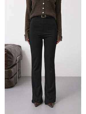 Siyah Kemerli İspanyol Pantolon 0099-Siyah