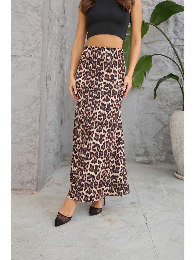 Leopar Desen Maksi Etek
