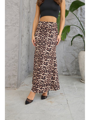 Leopar Desen Maksi Etek