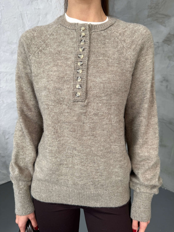 Vizon Yarım Düğmeli Kazak 241246-Vizon