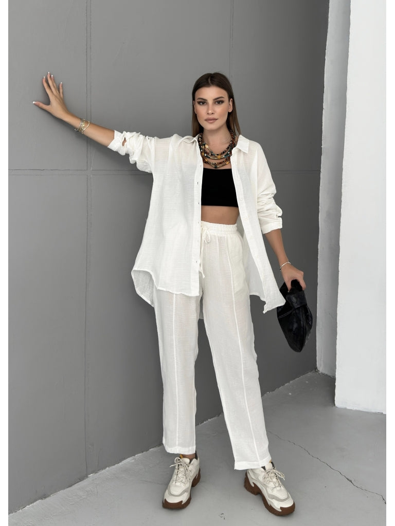 Beyaz Salaş Müslin Takım 60214-Beyaz