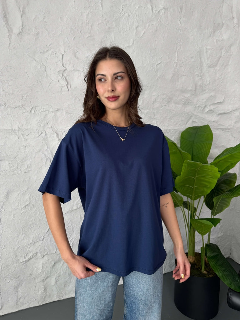 Lacivert Oversize Basic Tshirt EY002-LACİVERT
