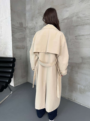 Taş Oversize Dört Düğmeli Trençkot