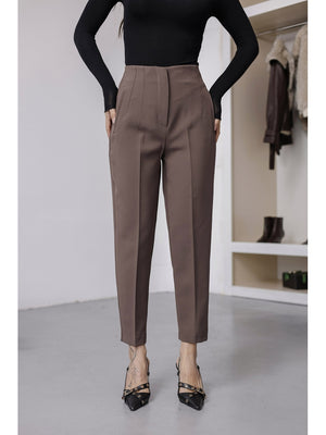 Soğuk Kahve Pensli Havuç Pantolon 50109-SOĞUK KAHVE