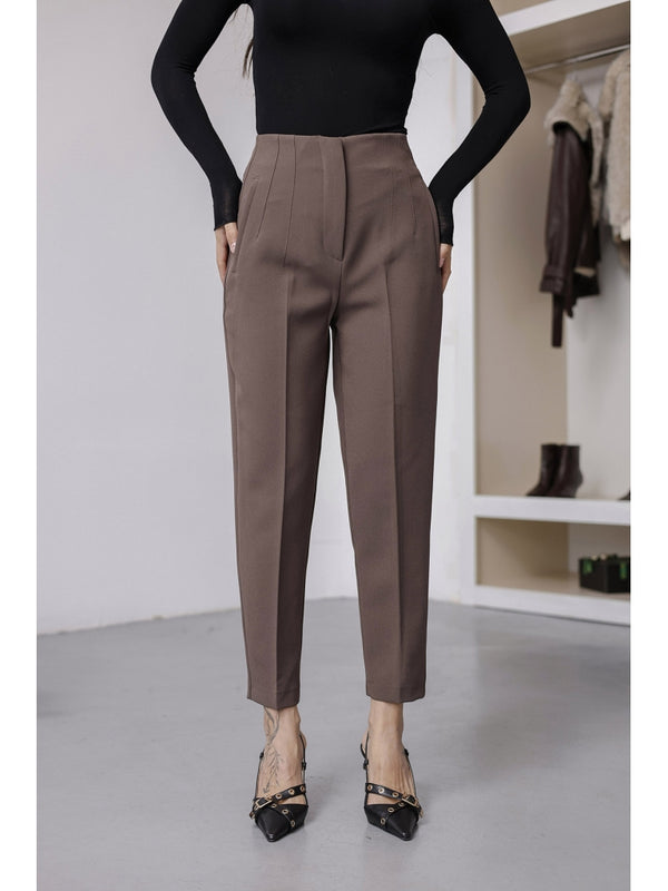 Soğuk Kahve Pensli Havuç Pantolon 50109-SOĞUK KAHVE
