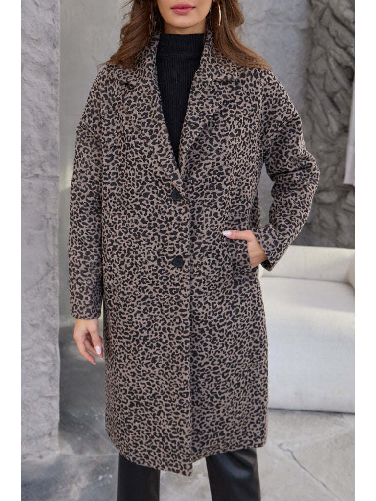 Leopar Desen Tek Düğme Zara Model Kaban