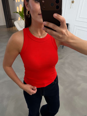 Kırmızı Halter Yaka Fitilli Body 23067-Kırmızı