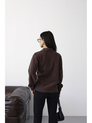 Kahverengi Yan Bağlamalı Tencel Gömlek 0897-Kahverengi
