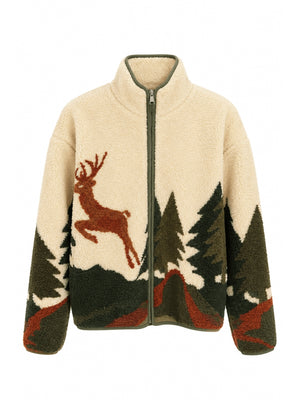 Taş Ön Fermuarlı Peluş Sweat 22889-Taş
