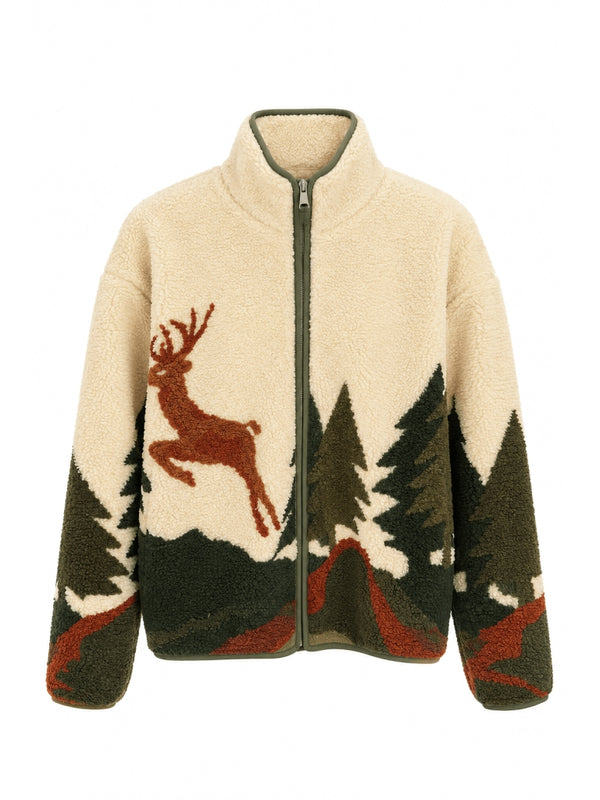 Taş Ön Fermuarlı Peluş Sweat 22889-Taş