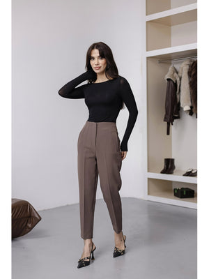 Soğuk Kahve Pensli Havuç Pantolon 50109-SOĞUK KAHVE