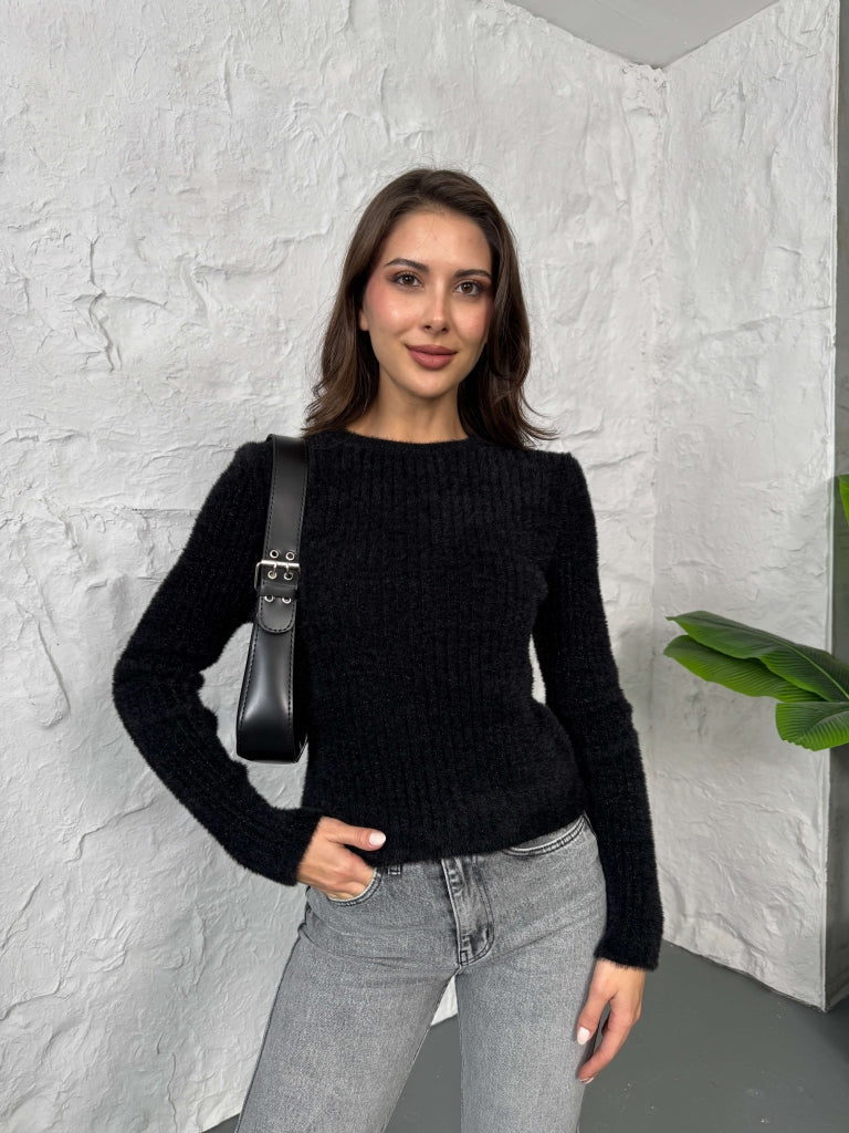 Siyah Simli Yumoş Kazak 2543-SİYAH