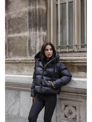 Siyah Fermuarlı Şişme Mont 2059-Siyah