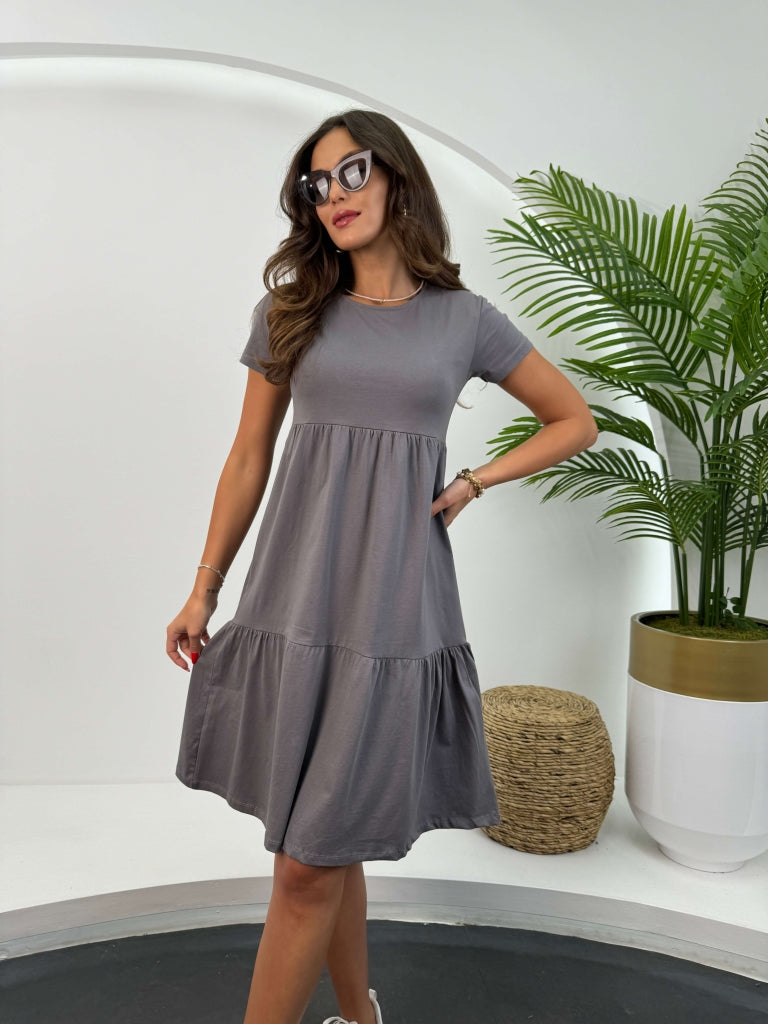 Antrasit Basic Elbise EY7580-Antrasit