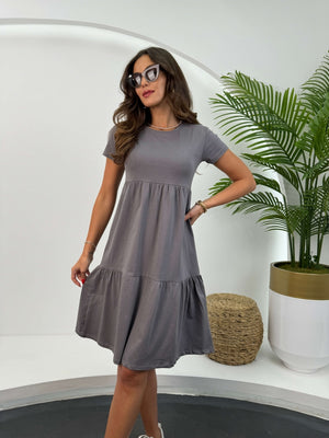 Antrasit Basic Elbise EY7580-Antrasit