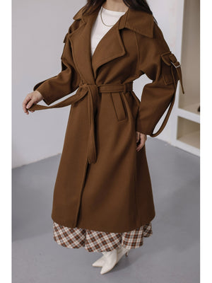 Kahverengi Kolları Cep Detaylı Premium Kaban 20101-Kahverengi