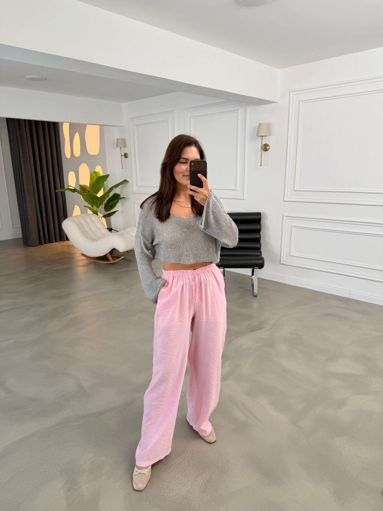 Pembe Orj Marka Tencel Pantolon 8002-Pembe