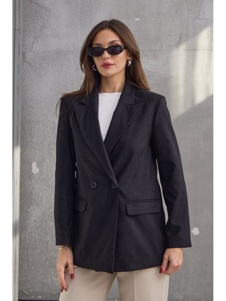 Siyah  Zr Model Süet Blazer Ceket