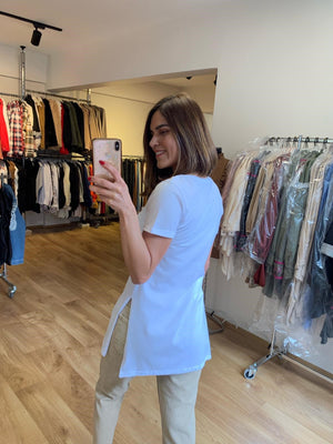 V YAKA BASİC TSHIRT BEYAZ 9797