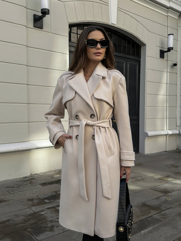 Taş Omuzu Düğmeli Premium Kaban T-20013-TAŞ