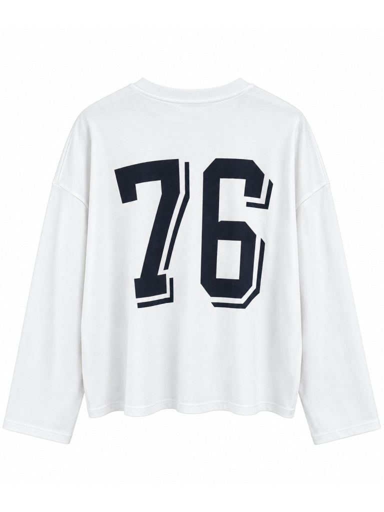 Beyaz Sırtı Yıldız Baskılı Basic Sweat 12511-Beyaz