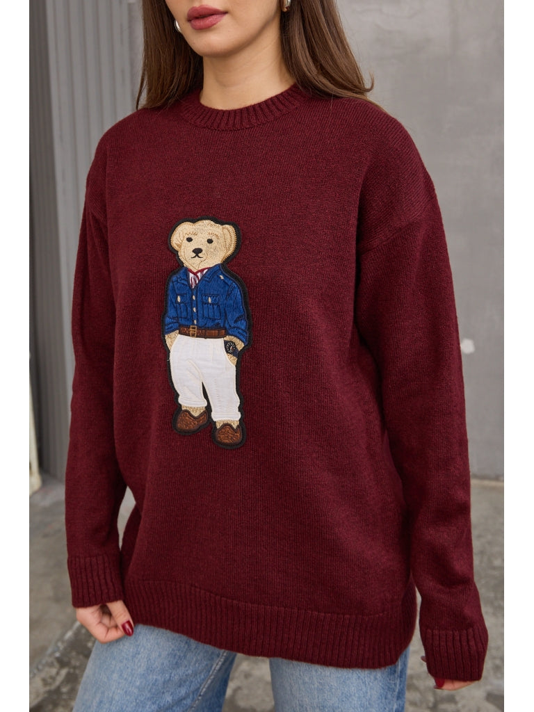 Bordo Bear Detaylı Kazak