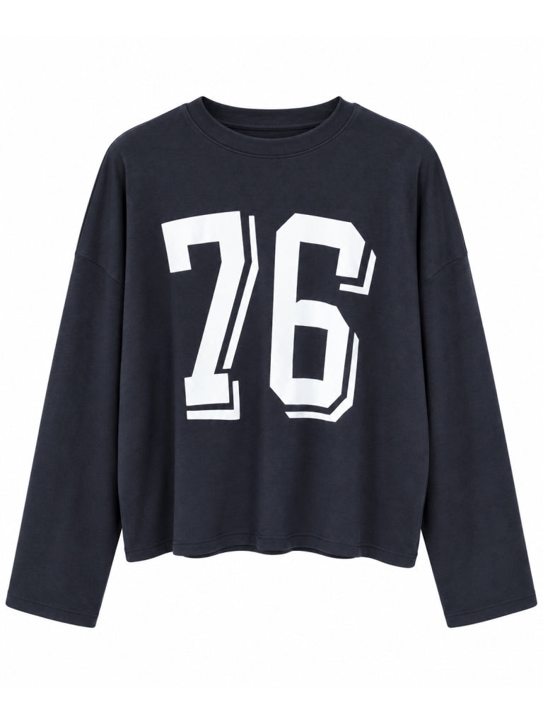 Siyah Sırtı Yıldız Baskılı Basic Sweat 12511-Siyah