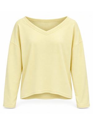 Sarı V Yaka Uzun Kollu Sweat 11094-Sarı
