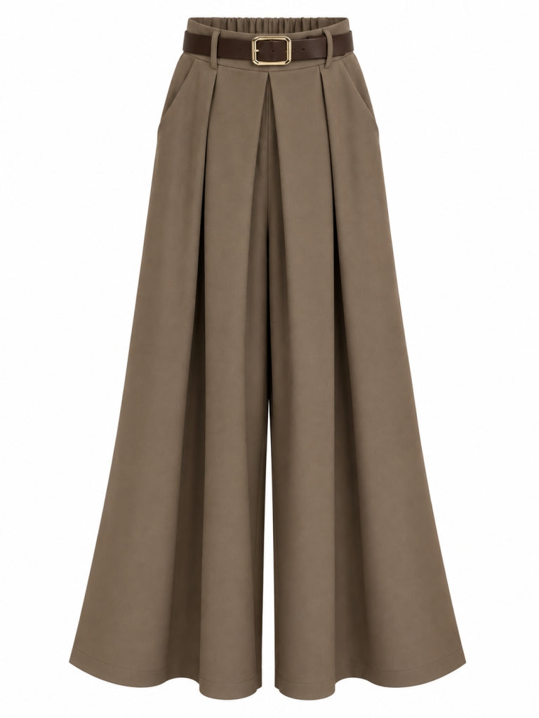 Haki Gold Kemerli Etek Pantolon 51502-Haki