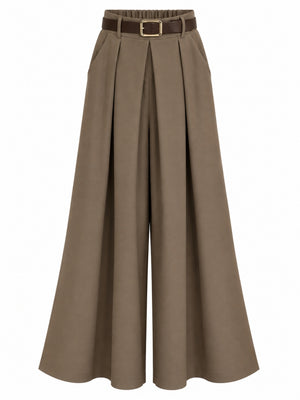 Haki Gold Kemerli Etek Pantolon 51502-Haki