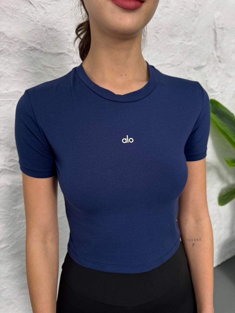 Lacivert Orj Marka Crop Tshirt