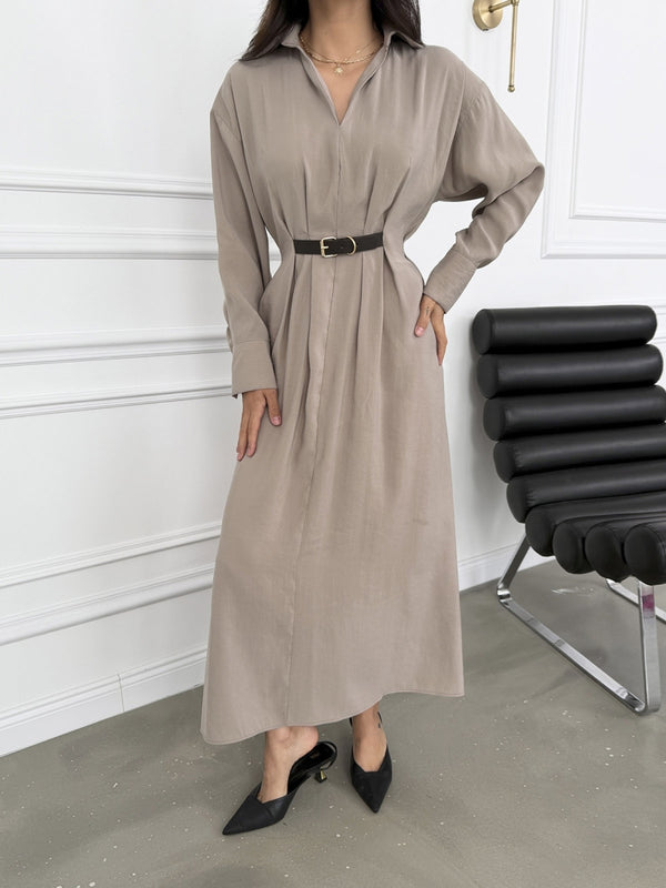 Vizon Kendinden Kemerli Tensel Elbise 3397-Vizon