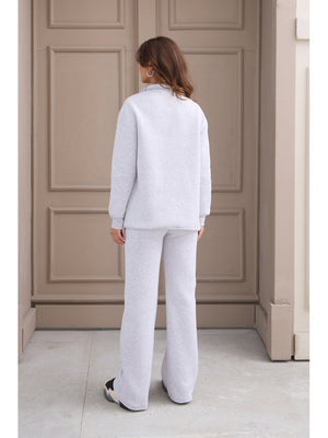 Gri Fermuarlı Basic Sweat