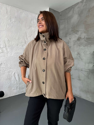 Vizon  Oversize Dik Yaka Trenç