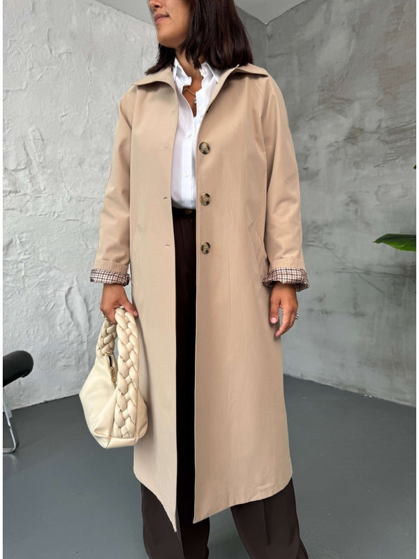 Camel Ekose Detaylı Trenç