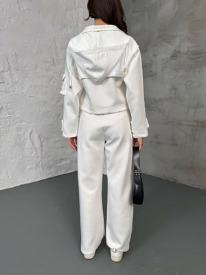 Beyaz Cepli Paraşüt Detaylı Scuba İkili Takım 2140-Beyaz