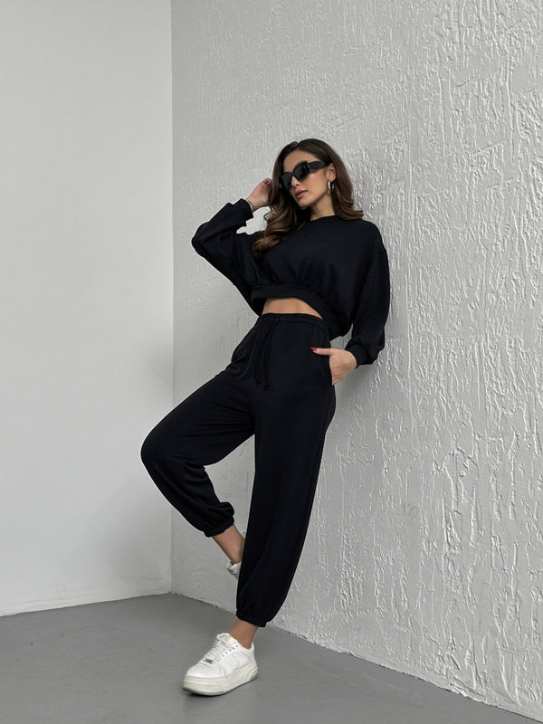 Siyah Modal Sweat Pantolon Takım